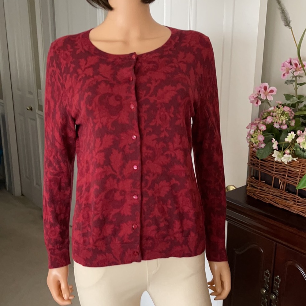 Talbots Cotton Poly Wool Pattern Button Cardigan - image 3